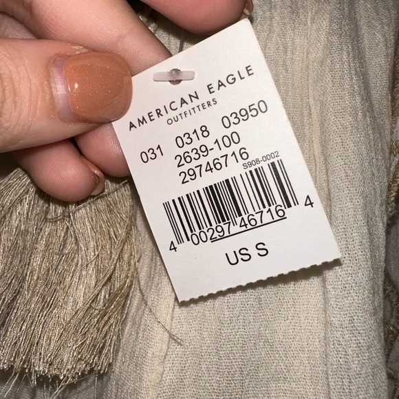 NWT American eagle cream boho beach drawstring shorts S summer vacation - Picture 4 of 7